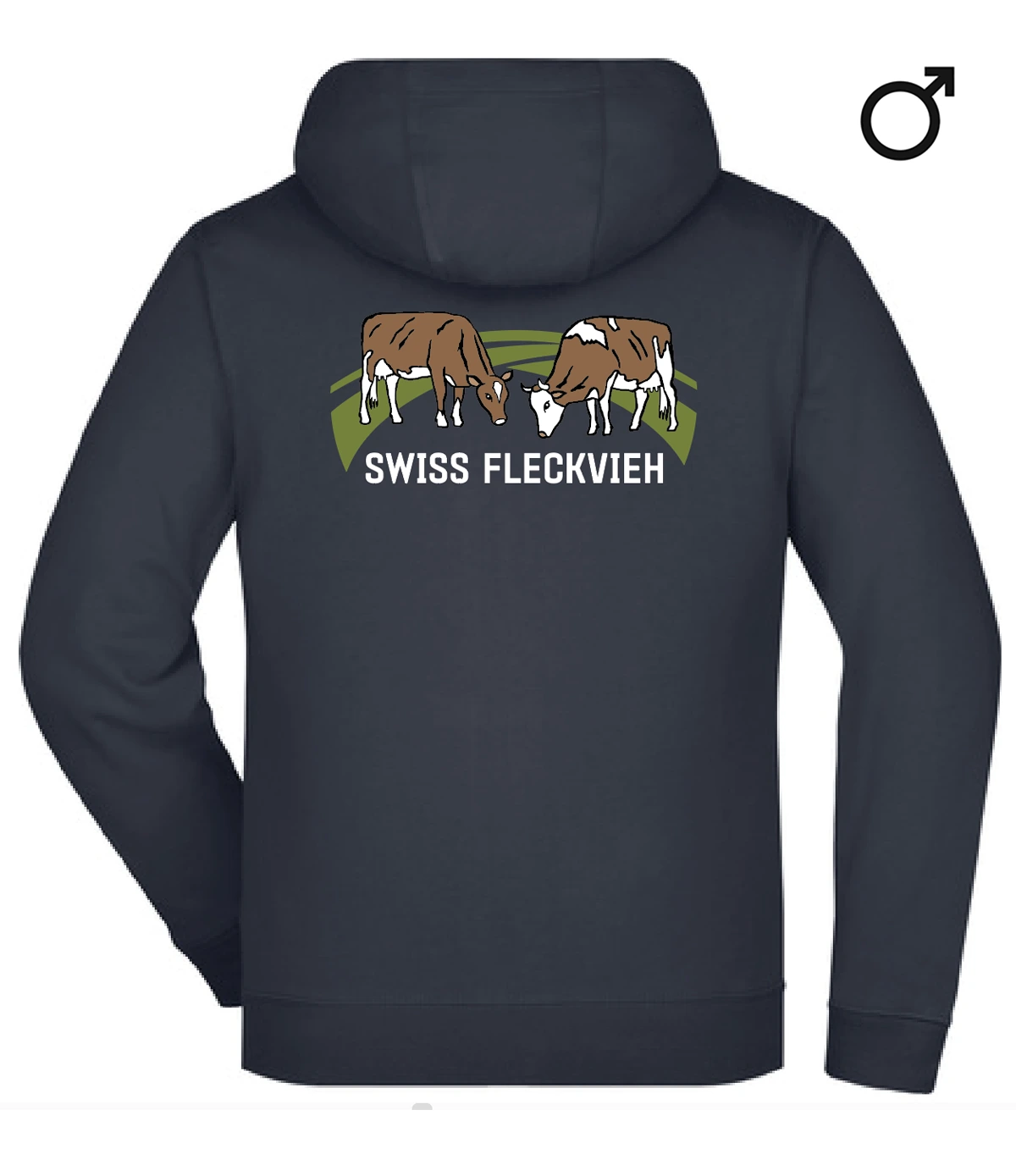 Swiss Fleckvieh Zip-Hoodie Herren, bestickt