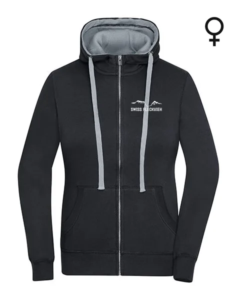 Swiss Fleckvieh Zip-Hoodie Damen, bestickt
