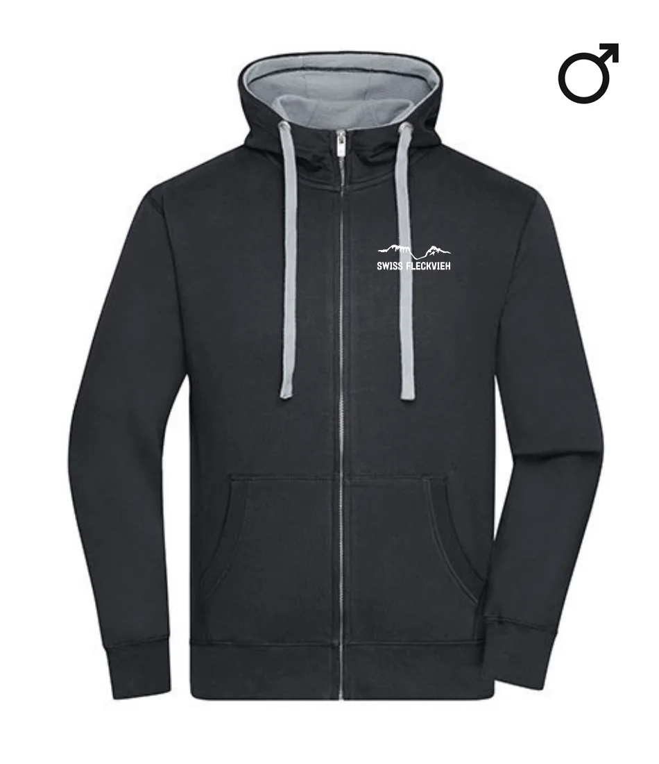 Swiss Fleckvieh Zip-Hoodie Herren, bestickt