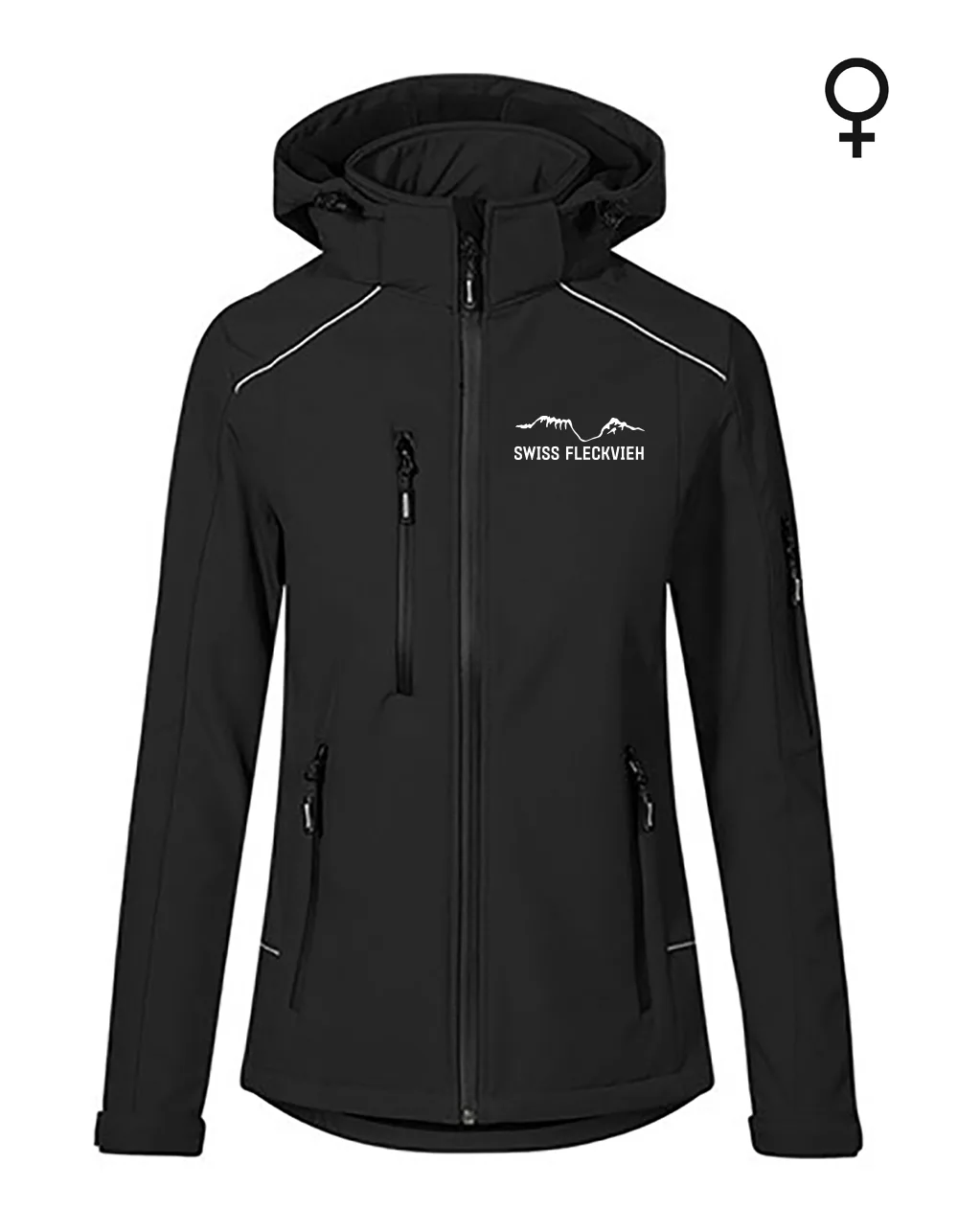 Swiss Fleckvieh Damen Softshelljacke, bestickt