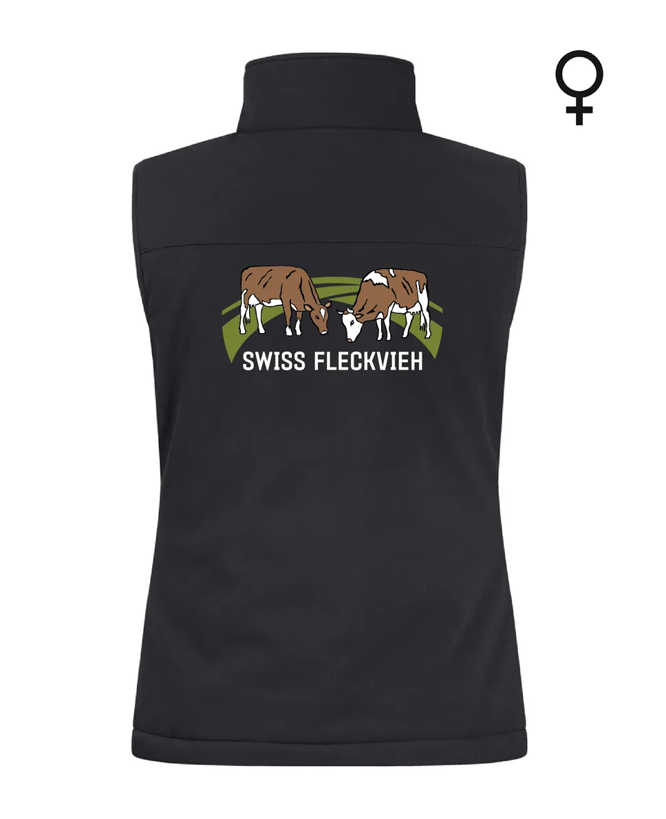 Swiss Fleckvieh Padded Softshell Weste Damen, bestickt