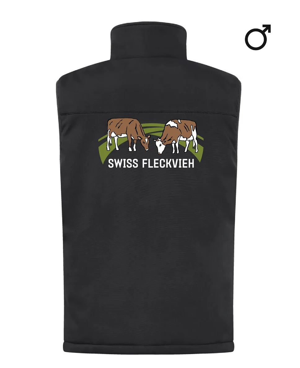 Swiss Fleckvieh Padded Softshell Weste Herren, bestickt