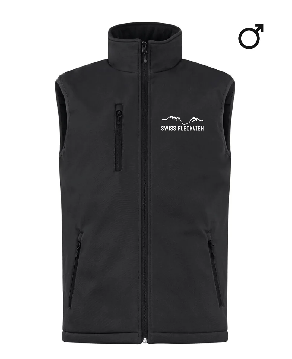 Swiss Fleckvieh Padded Softshell Weste Herren, bestickt