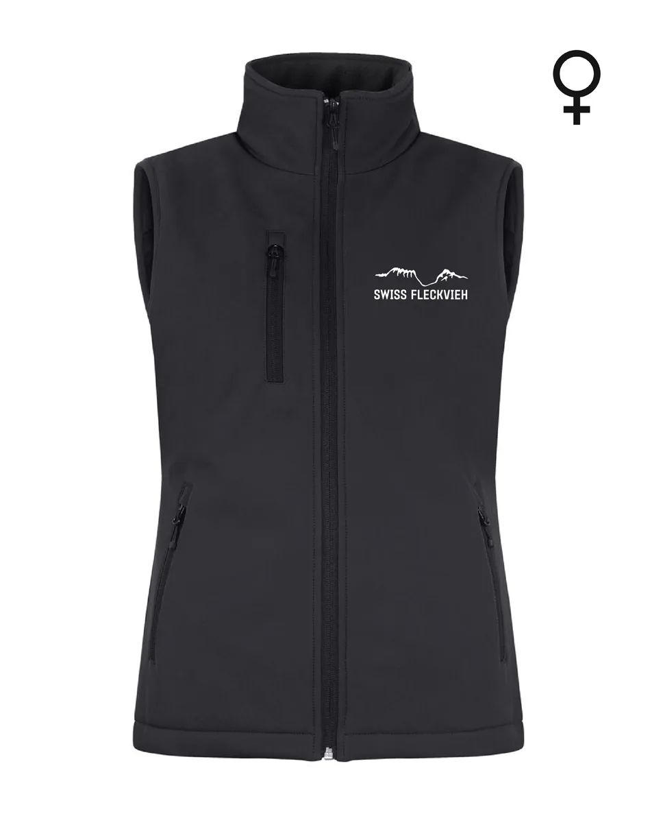 Swiss Fleckvieh Padded Softshell Weste Damen, bestickt