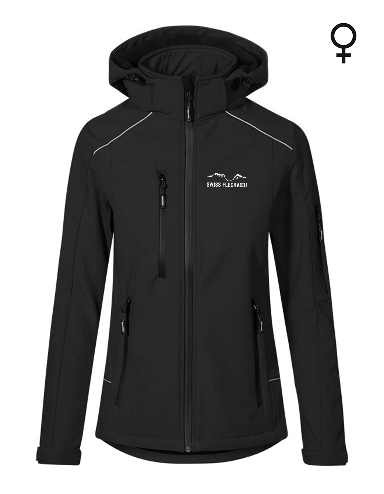 Swiss Fleckvieh Damen Softshelljacke, bestickt