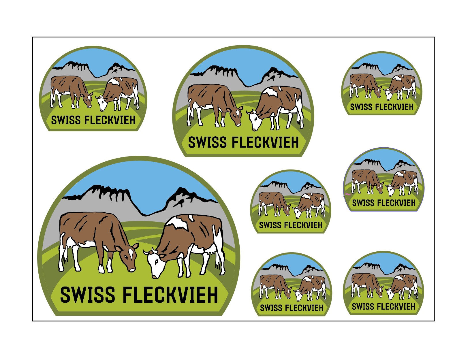 Swiss Fleckvieh Stickerbogen A4